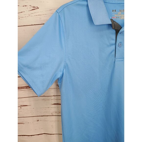 Under Armour Youth XL‎ Loose Fit HeatGear Polo Shirt Light Blue - Picture 3 of 7